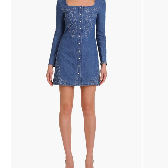 Avec les filles western embroidered denim mini dress - Picture 2 of 16